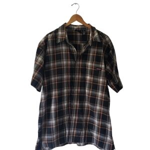 Dickies Flannel. Short Sleeve. Light. 2XL. Black, Brown, and White.